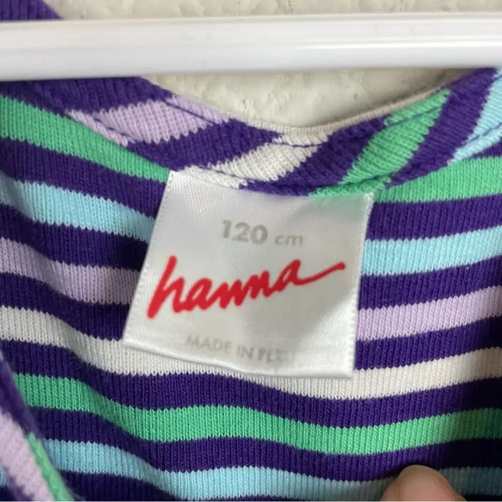 Hanna Andersson Purple Stripe Long Sleeve Knit Dress 120 (6-7)